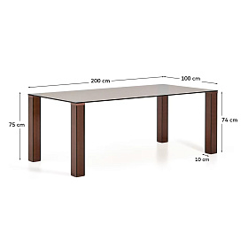 Стол Adularia из коричневого закаленного стекла 200 x 100 см
