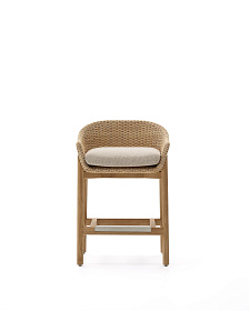 Полубарный стул Galea из тикового дерева и синтетического ротанга, 65 см