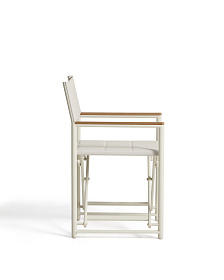 Складной уличный стул Tisno из алюминия цвета экрю и текстиля цвета экрю