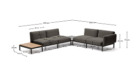 Sorells Уличный модульный 4-местный угловой диван серый со столиком