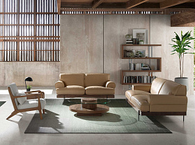 Кресло 5100/DC1580 с тканевой обивкой и деревянной конструкцией цвета ореха