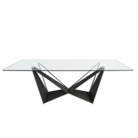 Прямоугольный обеденный стол 1128/CT2061-RECT-NE 180x95 стеклянный с черными ножками