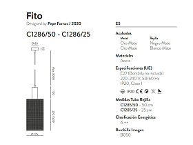 Подвесной светильник Fito латунь - черный 50 см