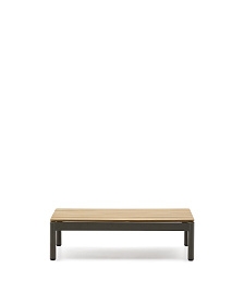 Журнальный столик Sorells из зеленого алюминия и тикового дерева 52,4 x 91 см