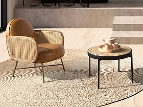 Круглый журнальный столик 2111/TT-S186A из ротанга и стали