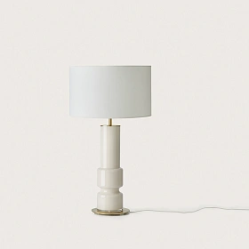 Настольная лампа Lusa латунный металл, светло-серое стекло, белый абажур 801011/41