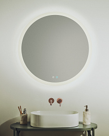 Круглое зеркало для ванной Mervi со LED подсветкой и защитой от запотевания Ø 60 см