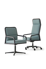 Кресло офисное Ilius стационарное черная алюминиевая крестовина на 4 опорах