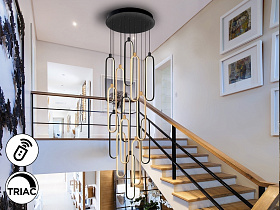 Colette Люстра 14L черный/розовое золото