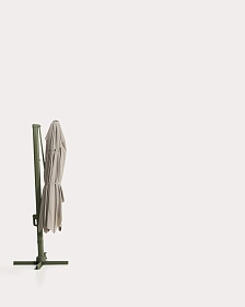 Бежевый консольный зонт Noli с зеленой алюминиевой конструкцией, 300 x 420 см