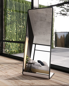 Зеркало Arc лак черный/орех