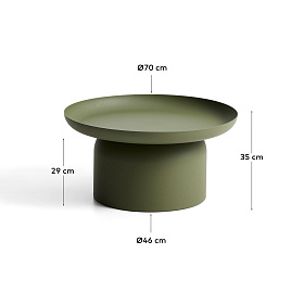 Уличный столик Arcola из зеленого алюминия, диаметр 70 см