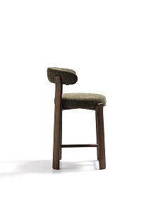 Полубарный стул Granite из зеленого шенилла и ясеня с отделкой орех 65 см