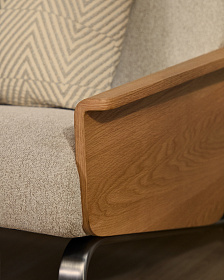 3-местный диван Amsen бежевый с подлокотниками из шпона дуба