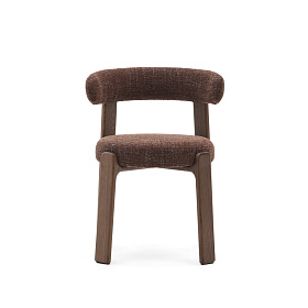 Granite Стул на 4 ножках из коричневого шенилла и массива ясеня в отделке орех