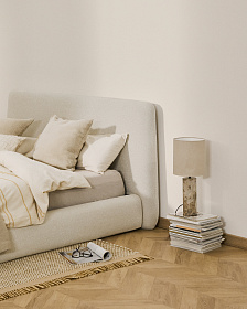 Кровать Martina со съемным чехлом из шенилла цвета экрю 160 x 200