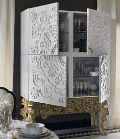 Шкаф-бар Alexandra белый основание резное дерево 