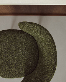 Полубарный стул Ciselia из темно-зеленого шенилла с ножками из ясеня в отделке орех