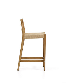 Полубарный стул Analy из массива дуба в натуральной отделке и веревочным сиденьем 65 см