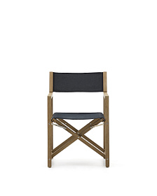 Складное уличное кресло Vilara из акации и текстиля черного цвета