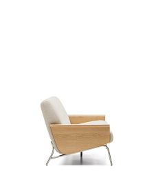 2-местный диван Amsen бежевый с подлокотниками из шпона дуба