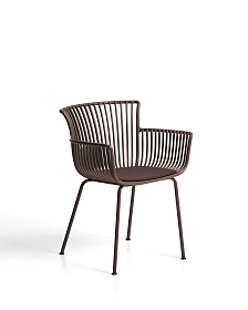 Уличный стул Surpika из пластика и коричневой стали