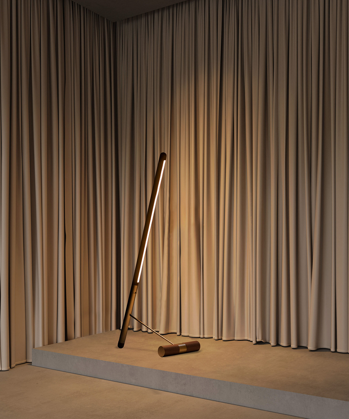 Торшер Linea D Walnut-Gold