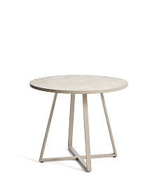 Уличный стол Tella из бежевой стали с бежевой плиткой 90 см