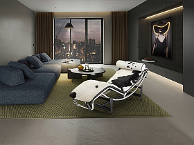 Leco Шезлонг из коровьей кожи черный/белый