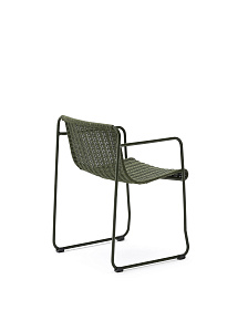 Стул Maurina из зеленой оцинкованной стали и зеленой веревки