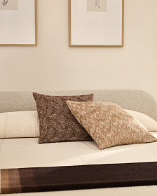 Чехол на подушку Junie из хлопкового жаккарда коричневого и бежевого цвета, 50 x 50 см