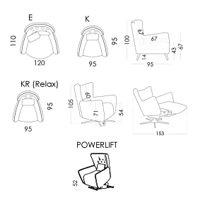 Кресло-реклайнер Sillon "KR" Relax отделка Velsatis 37