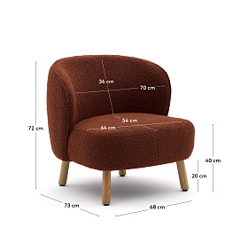 Кресло Ulit из терракотового букле с ножками из бука в натуральной отделке