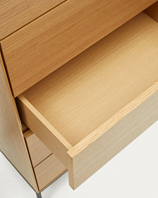 Vedrana Комод с 5 ящиками из дубового шпона со стальными ножками 60 x 114 см