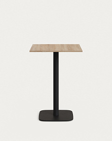 Dina высокий стол из меламина с натуральной отделкой и металлической черной ножкой 60x60x96