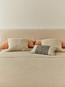Blok Кровать бежевая со съемными чехлами для матраса 160 х 200 см