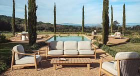 Уличный 2-х местный диван Elunda из тикового дерева и бежевой веревки