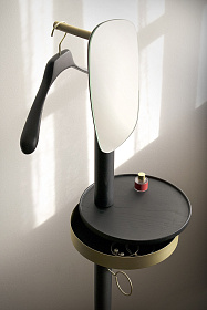 Вешалка напольная с зеркалом Momentos W черный ясень / мрамор Sahara Noir