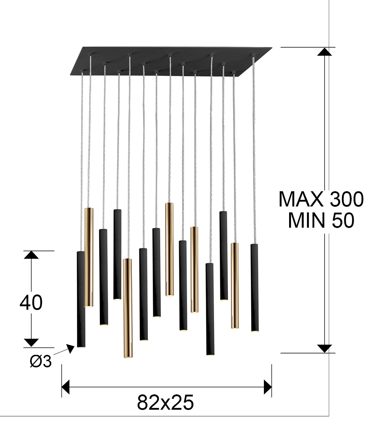 Подвесной светильник Varas 14L золото/черный