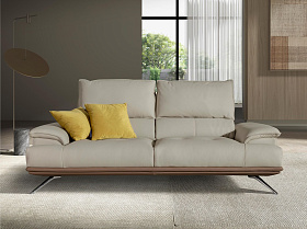 3-местный диван из серо-коричневой кожи, модель 6247