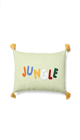 Чехол для подушки из хлопка Tandani зеленого цвета с разноцветной вышивкой 30 x 50 см