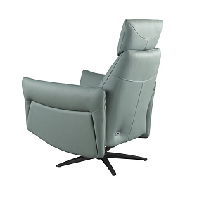 Вращающееся кресло-реклайнер 5174 из бирюзово-зелёной кожи