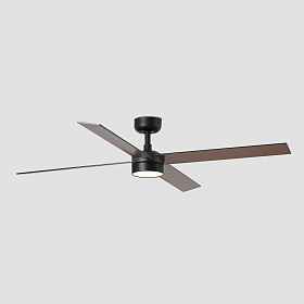 Потолочный вентилятор RUDDER L 4 Ш1320MM черный/орех 4P 18W LED CCT DIM TUYA