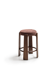 Granite Барный табурет из коричневого шенилла и массива ясеня в отделке орех 75 см