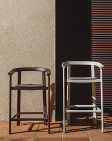 Уличный полубарный стул Erice из алюминия и веревки коричневого цвета, 75 см