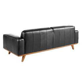 Диван кожаный 3-х местный черный 5606-3P /6031