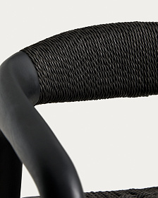 Уличный полубарный стул Derile из массива дуба и веревки в черной отделке