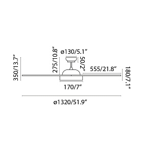 Потолочный вентилятор POLARIS Ш1320MM белый 3 PALAS LED 18W TUYA