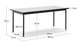 Уличный стол Maurina из зеленой оцинкованной стали с плиткой цвета экрю 182 x 91 см