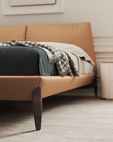 Кровать Bonsai 160x200 кожа Stone Natura/дуб